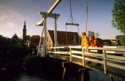 Couple standing on a drawbridge
