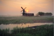 Miller standing behind his windmill