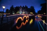 Illuminated bridge over a canal