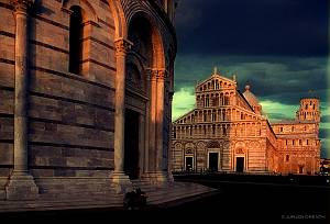 Italy, Toscane (Tuscany), Pisa, Campo dei Miracoli, Baptisterium, Dom and Pisa tower